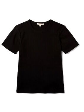 BRIXTON WOMEN BABY TEE SIZE LARGE BLACK cotton/linen blend